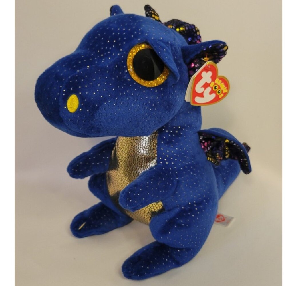NWT ty Beanie Boos Saffire Large Plush Glittery Blue Dragon 9 Inch